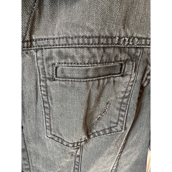 Cabi Cropped Black Denim Distressed Jewel Embellished Jacket Size M Whimsygoth - Picture 4 of 7